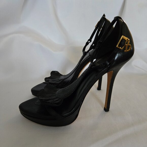 Christian Dior Platform Leather Heels Sandals SZ 36.5 (6.5) - Picture 4 of 15
